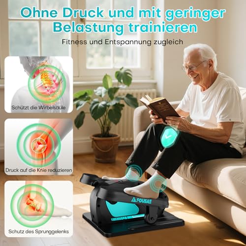 Image of Under Desk Elliptical Machine, Electric Elliptical Leg Exerciser While Sitting for Seniors with Upgraded 15 Speeds & 12 Auto Mode, Forward & Reverse Direction, Quiet Portable Seated Pedal Exerciser
