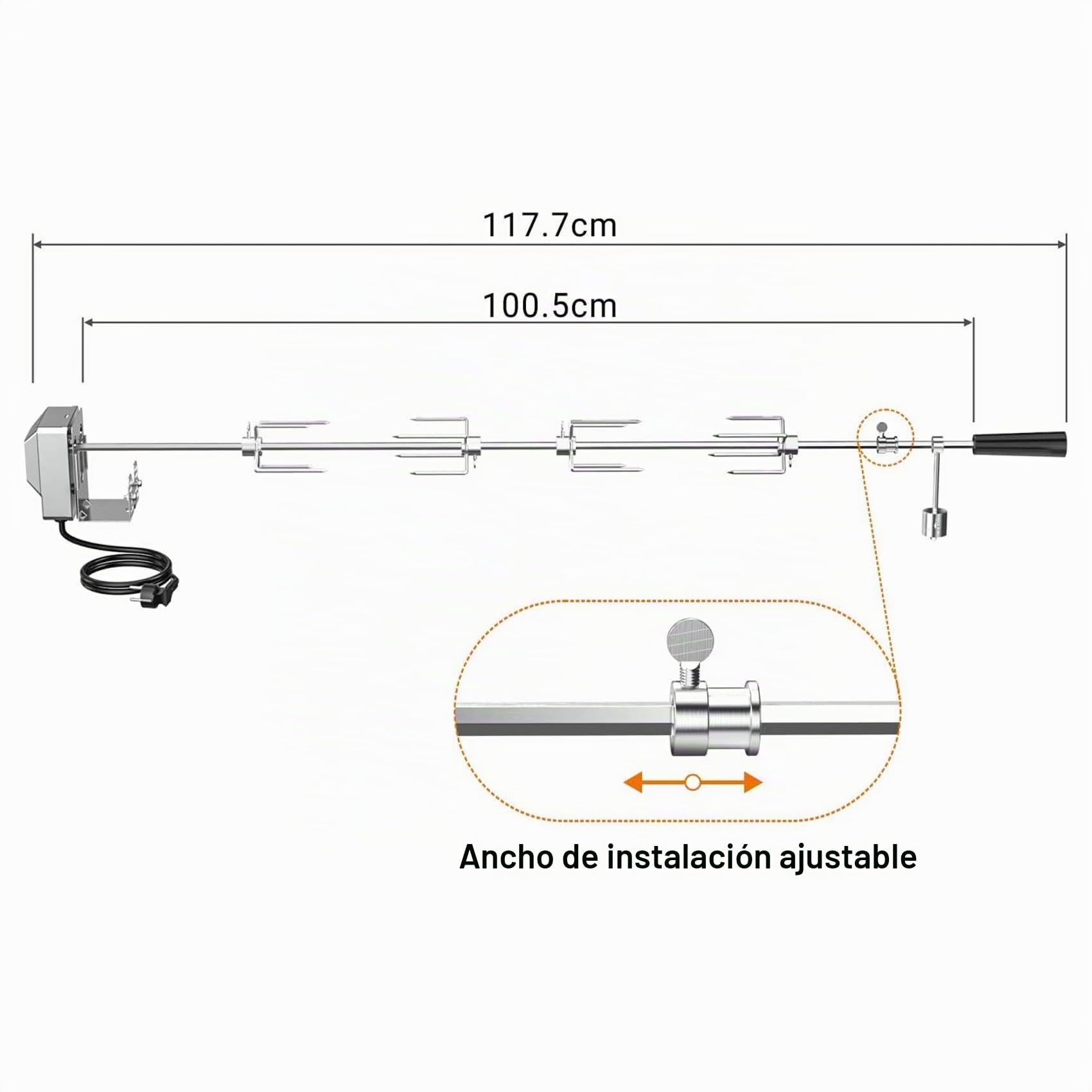 onlyfire Kit de Tige de Broche de tournebroche Universel pour Gril à GAZ (100cm, carré 9x9mm)