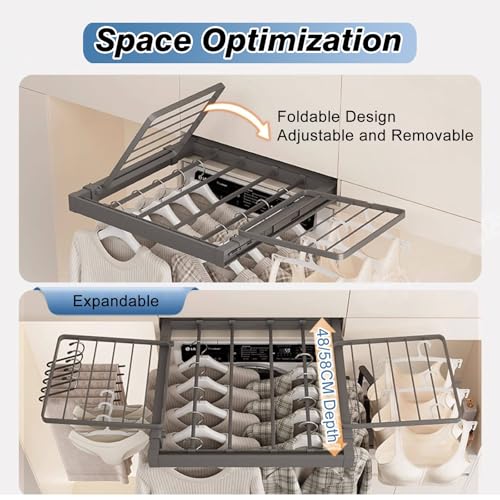 Étendoir à vêtements rétractable multi-tringles extensible pour petit espace - 6