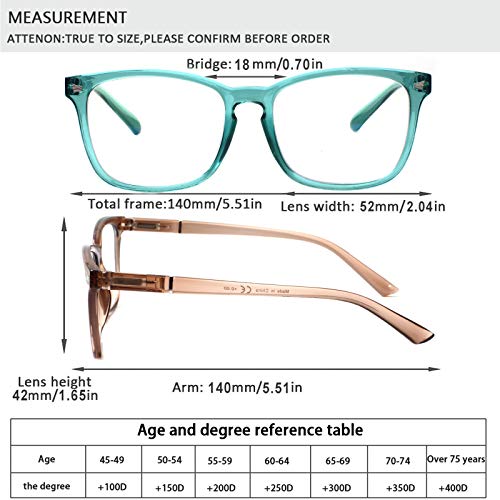 Image of Henotin 4-Pack Blue Light Blocking Reading Glasses Women Men,Spring Hinge Computer Readers,Anti UV Ray Square Nerd Eyeglasses (4-pack Mix Color, 2.00, Diopters)