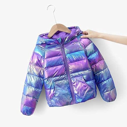 Winter Shiny Hooded Puffer Jacket for Kids Toddler Girls Long Sleeve Zip Up Down Outwear Lightweight Warm 5t Winter Cost3