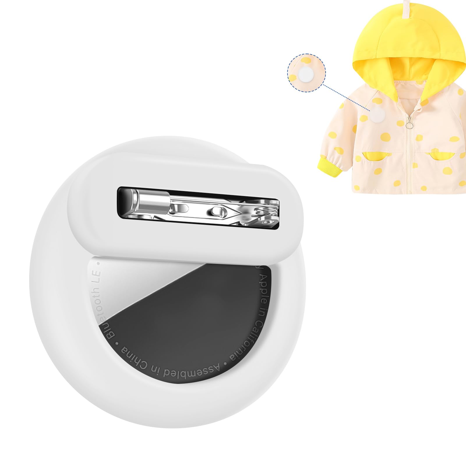 AXFEE 2PCS Hidden Air-Tag Case for Kids, Air-tag Holder with Safety Pins, Anti-Removal Sicoilne case, Compatible with Apple air-tag for Kids Adult Pets Backpack Inside Clothes, White, Pink — view 20