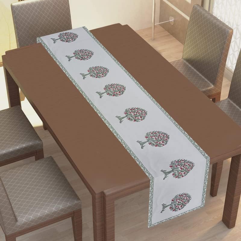 Texstylers Thick Cotton Canvas Jaipuri Block Print Table Runner, Style 05