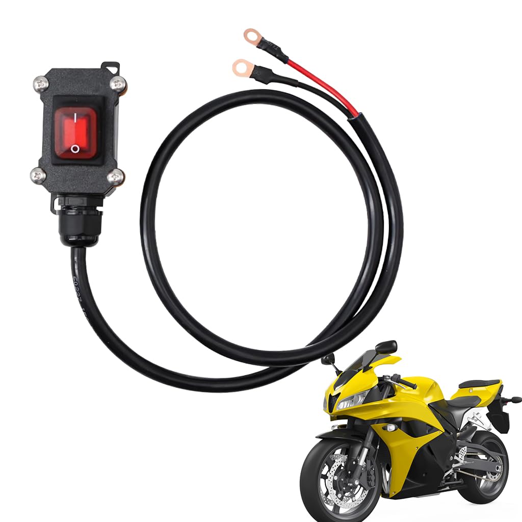 50cm Waterproof Motorcycle Switch Cable with LED Indicator,Red Illuminated Rocker Switch 12V /24V Power Cut Off Isolator, Pre-Wired On/Off Control for Motorcycles, ATVs & Scooters-image-38
