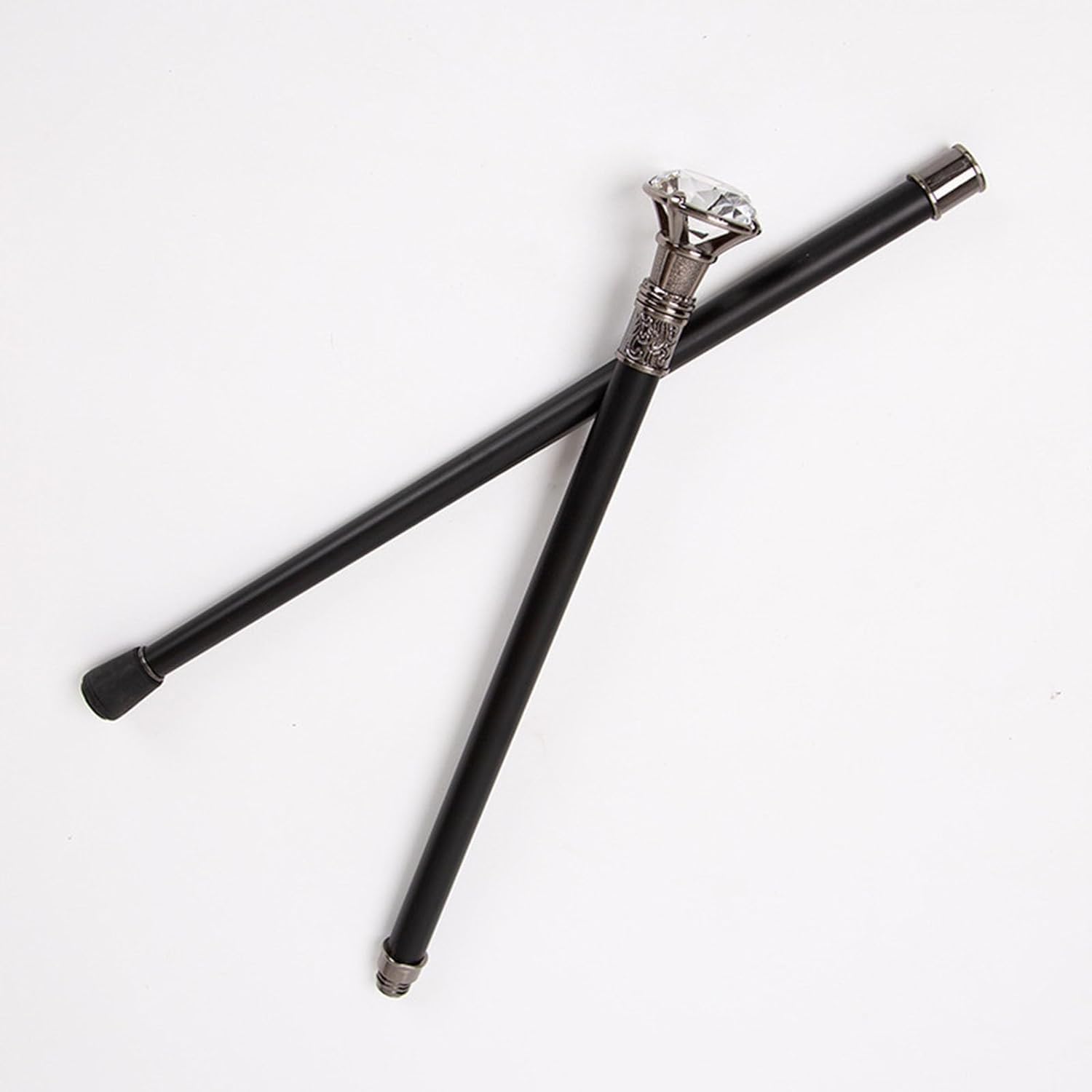 Metalowa laska do chodzenia z kryształową główką – elegancki rekwizyt na imprezy sylwestrowe i występy 80 cm