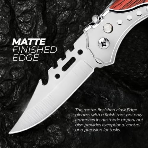 Image of Foldable Knife (Manual) For Kitchen, Home, Travel and Office Tool Carbon Steel | Multipurpose Carbon Steel Blade for Kitchen (BLACK - KEY CHIAN) (WOODEN)