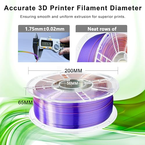 Image of iBOSS Silk Tri Color Green Purple Copper PLA+ Filament, Shiny Silk 3D PLA Plus Filament, Neatly Wound 1kg 3D Printer Filament 1.75mm + / -0.02mm, Fit for Most 3D FDM Printers