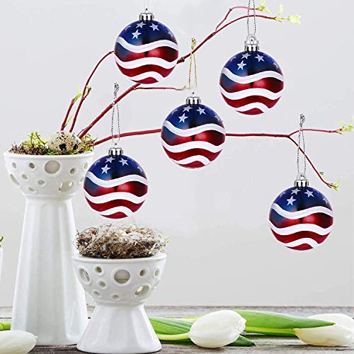 12Pcs Independence Day Ball Ornament, American Flag Christmas Tree Ornaments Fourth Of July Ornaments Patriotic Hanging Balls,Veterans Day Usa Themed Party Decor Supplies #TOP4