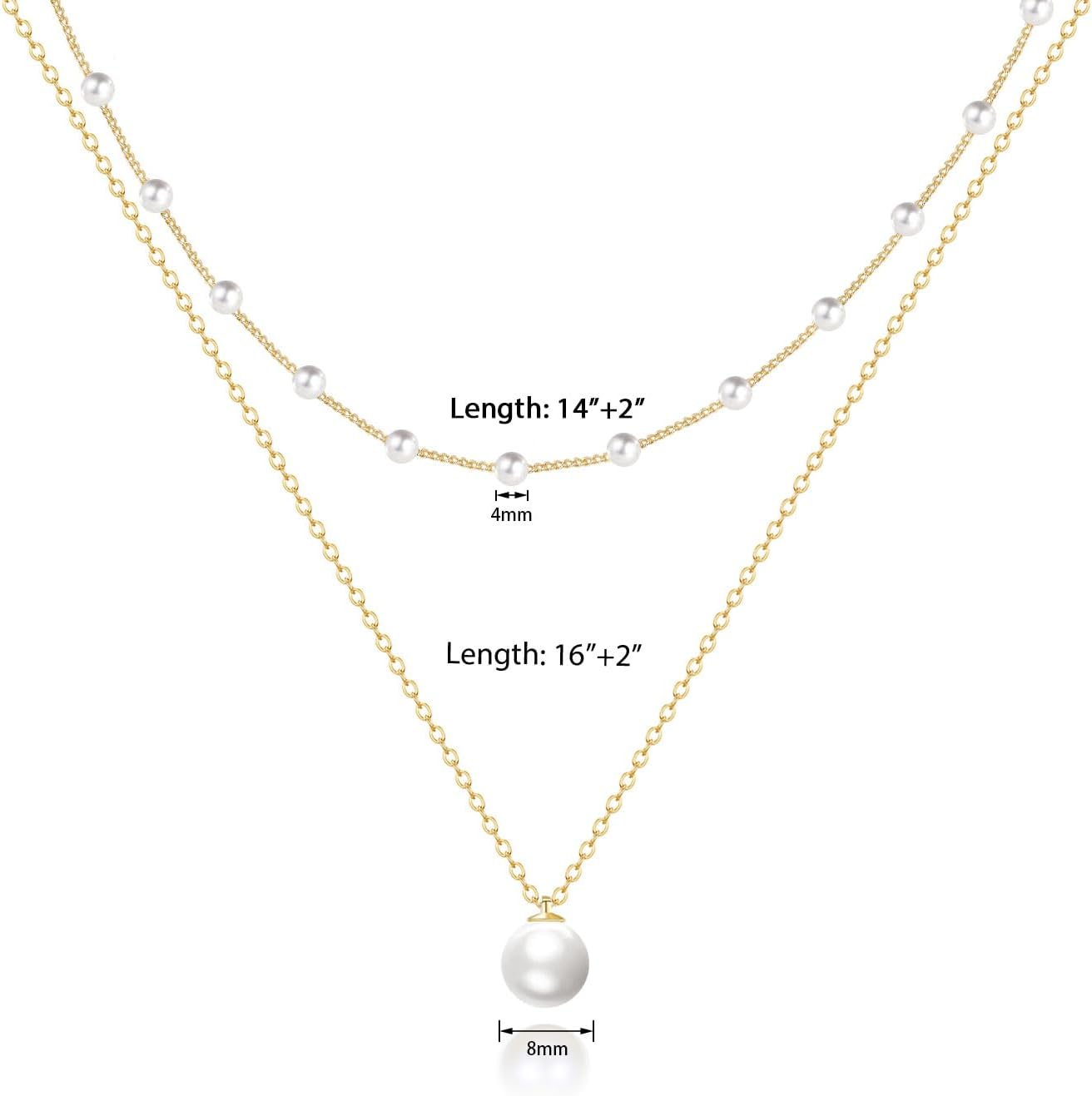 OGD Gold Pearl Necklaces Set for Women 14K Gold Plated Dainty Layered Pearl Cute Daisy Pearl Choker Gold Necklace Gifts for Women Gold Trendy Jewelry Gifts - Image 5