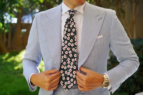 Image of OTAA Floral Necktie Casual Ties for Men - Perfect Neck Tie for Groomsmen Wedding Ties or Formal Occasions