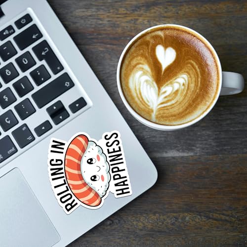 Image of Sushi Sticker 8 Pcs (Large Size) Vinyl Stickers Laptop Waterproof Decal for Car Bumper Water Bottle Notebook Luggage Window Birthday Decorations - Size 4 Inches