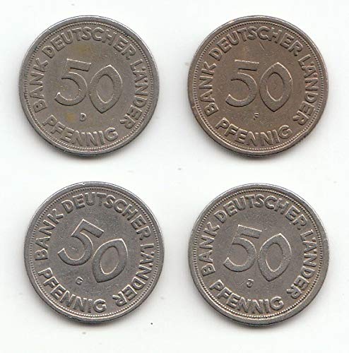 generisch Set 4 x 50 Pfennig D, F, G, J 1949 Bank Deutscher Länder 1949 (Münzen für Sammler)