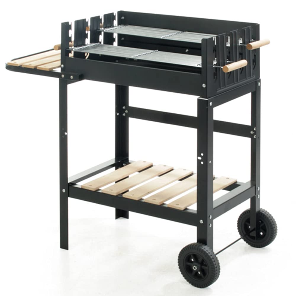 VERDELOOK Barbecue in Acciaio a Carrello Larghezza 90 cm, Ideale Come griglia da Esterno