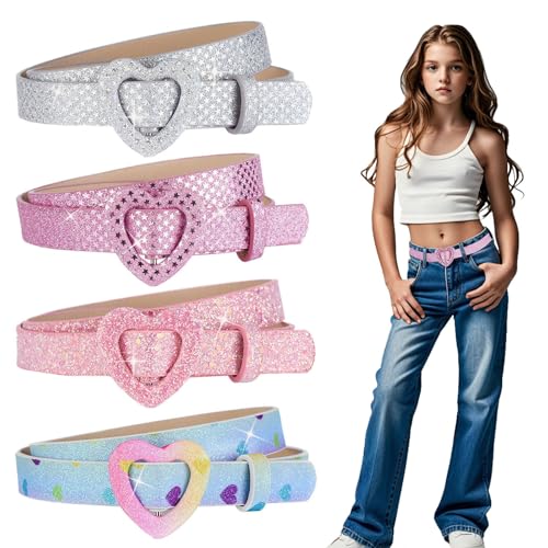 4 Pack Children's Leather Belt Girl Belt Size 6-12 Girl Dress Pants Jeans