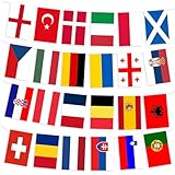 HOCHWERTIGE MATERIALIEN: Die Wimpelkette Europäische Flagge Bunting ist aus Polyestergewebe, weich, leicht, Digitaldruck, helle Farbe, hohe Farbechtheit! Die 24 Nationen Flaggen Doppelseitige Stoff Europäische Wimpel für Euro Fußball 2024 Dekorationen ist waschbar und wiederverwendbar.