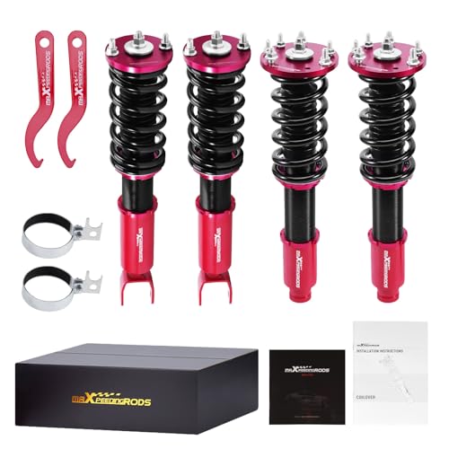 maXpeedingrods Coilovers for Honda Accord VIII Sedan/Coupe 2008-2012, for Acura TSX 2008-2014, Adjustable Height Coilovers Suspension Kit, Spring Shock Absorber, Lowering Kit Red