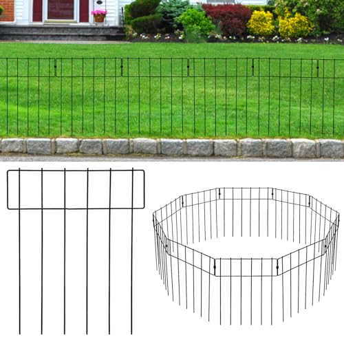10 Pack Animal Barrier Fence,17 Inch(H) X 10 Ft(L) Decorative Garden Fence,Rustproof Metal Wire Garden Fence Border,No Dig Fencing Barrier Border for Dog Rabbit Pet Yard Patio Lawn