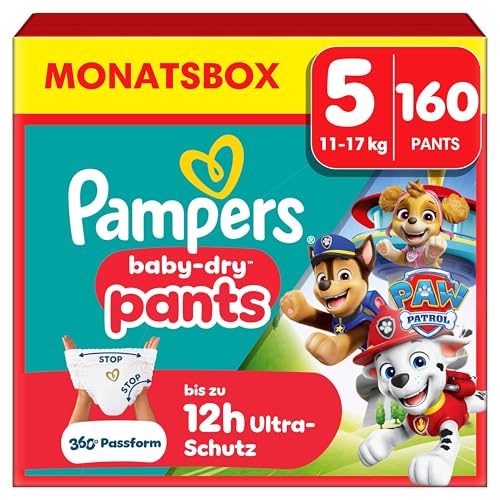 Pampers Baby-Dry Pants Paw Patrol Edition Größe 5 160 Windeln 11kg-17kg 360 Passform mit Stop und Schutz System