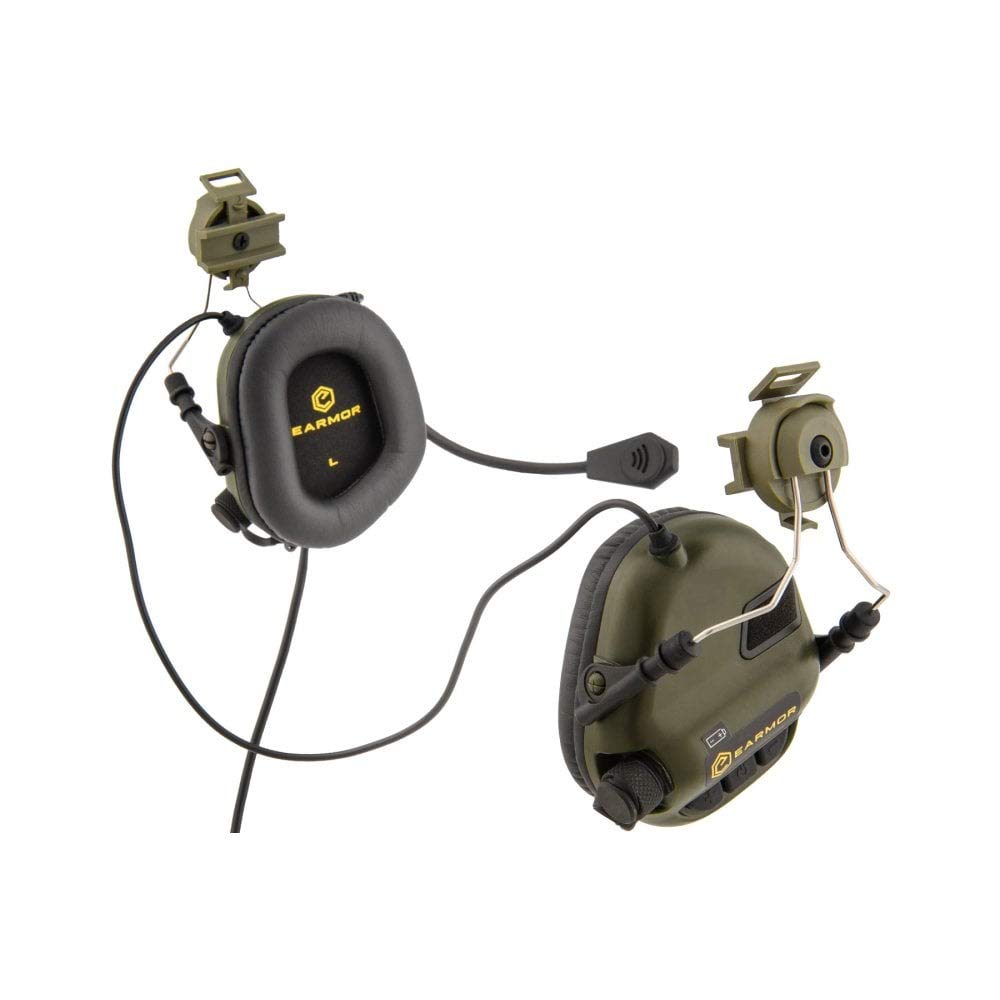 Earmor Helm Headset M32H mit NRR 22 Schallschutz, voll verstellbar - Olive [M32H-FG]