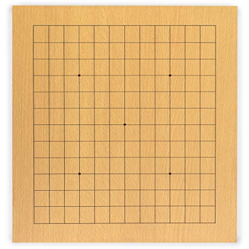 Image of Yellow Mountain Imports Beechwood Veneer (0.4-Inch) Etched Beginner's Reversible 9x9 /13x13 Go Game Set Board with Double Convex Melamine Stones - Classic Strategy Board Game (Baduk /Weiqi)