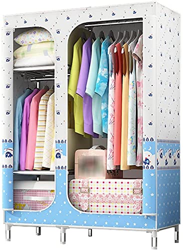 Armoire en tissu avec support en métal et penderie pliable amovible