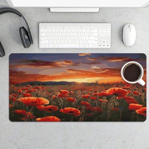 Red Poppy Flower Field Desk Pad 30x60cm anti deslizante miniatura 5