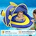 SwimSchool Angel-the-Fish Fabric Baby Pool Float, Splash & Play Activity Center,Dual Air Pillow Chambers w/Retractable Canopy & Adjustable Safety Seat, Baby Float, UPF 50, 6 To 24 Months, Blue/Yellow