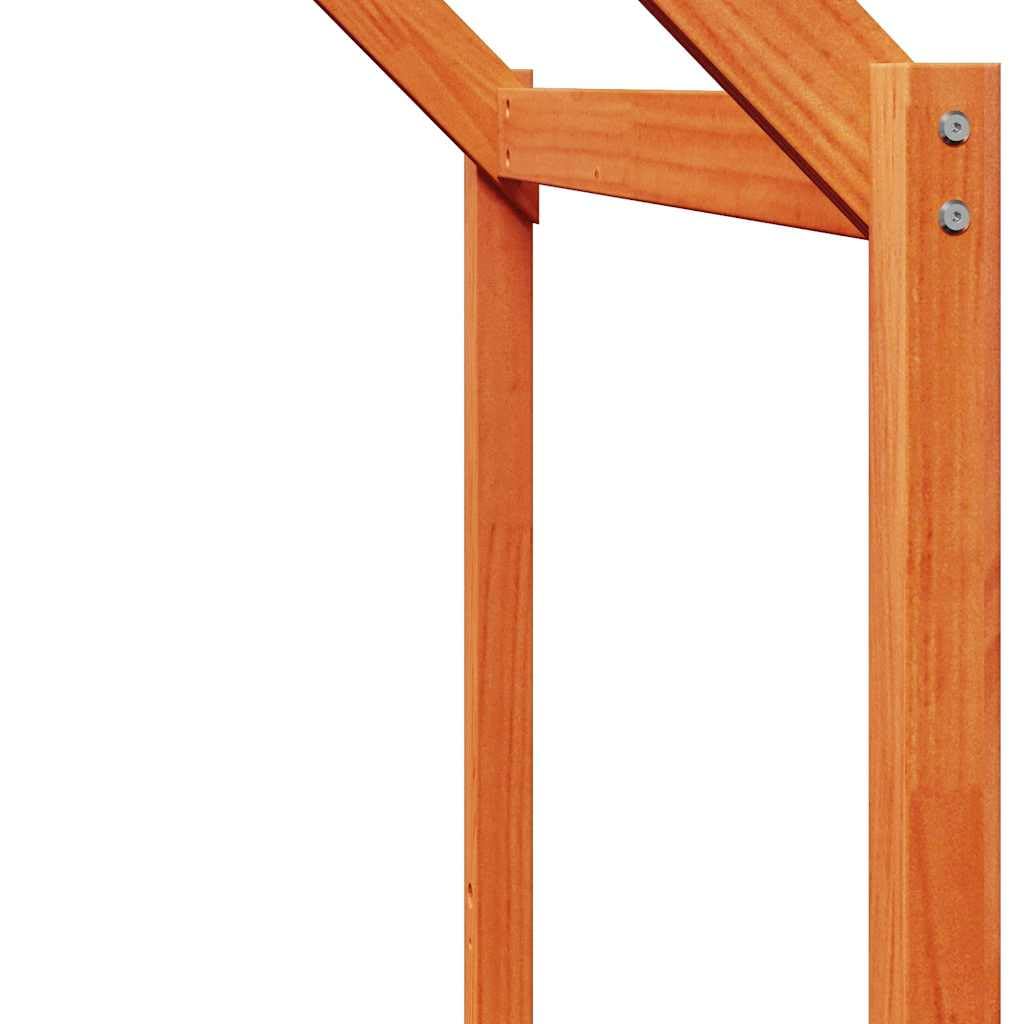 Techo para cuna de madera de pino maciza, color marrón cera, 203 x 80,5 x 142 cm, casa de juegos con lado abierto para habitación infantil, accesorio para marco de cama, construcción