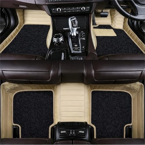 Image of 10D Premium Leatherette Car Foot Mat for Maruti Suzuki S-Cross Model (2012-2018) 100% Waterproof and Dust Proof | Custom Fitted 10D Car Floor Tray Mat - Beige with Black Grass