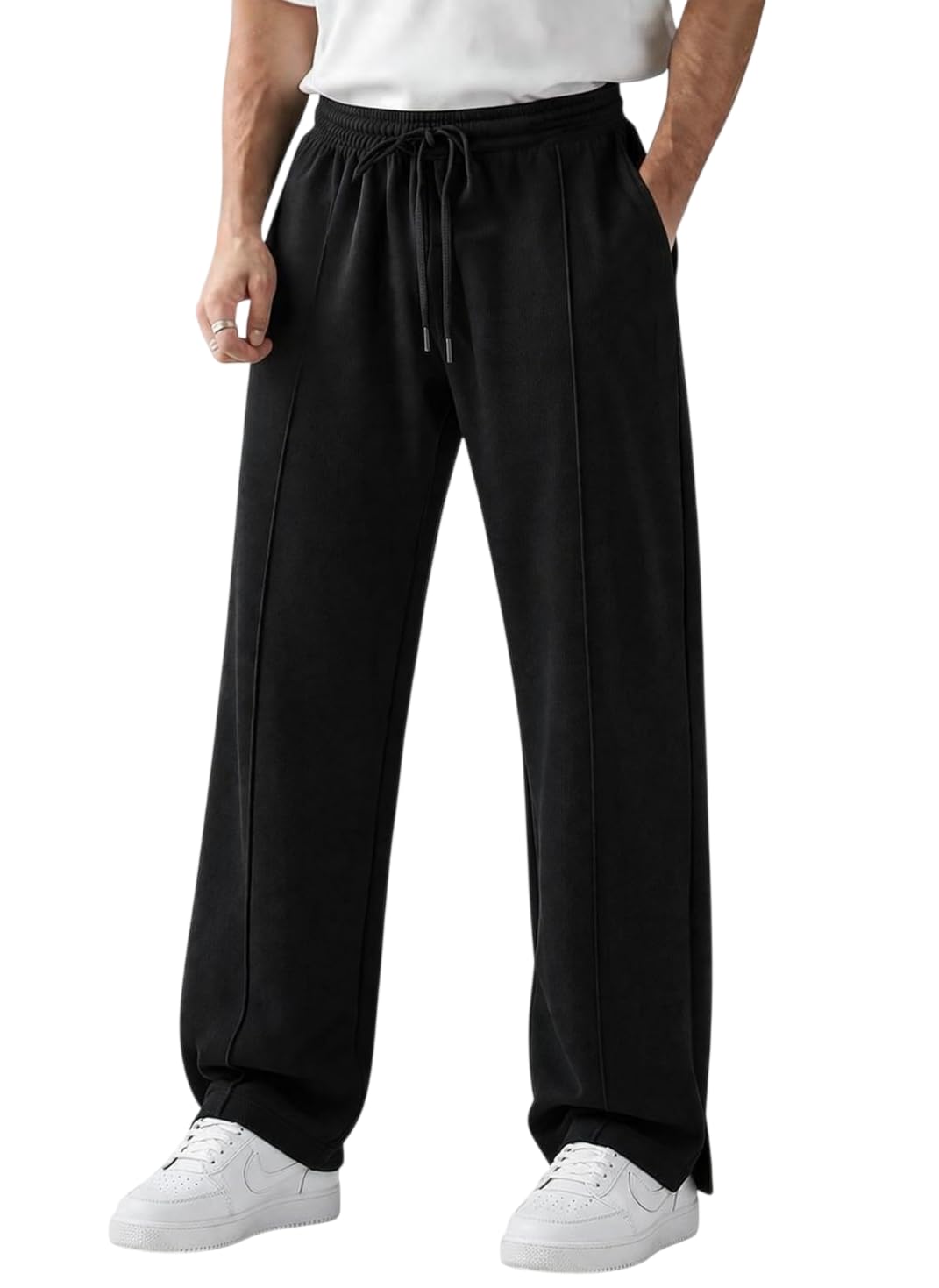 Men’s Baggy Oversized Track Pants | Premium Cotton Rich Fabric | Straight Loose Fit Non-Cuffed | Gym, Streetwear & Casual Comfort Track Pants Lounge Pants-image-35