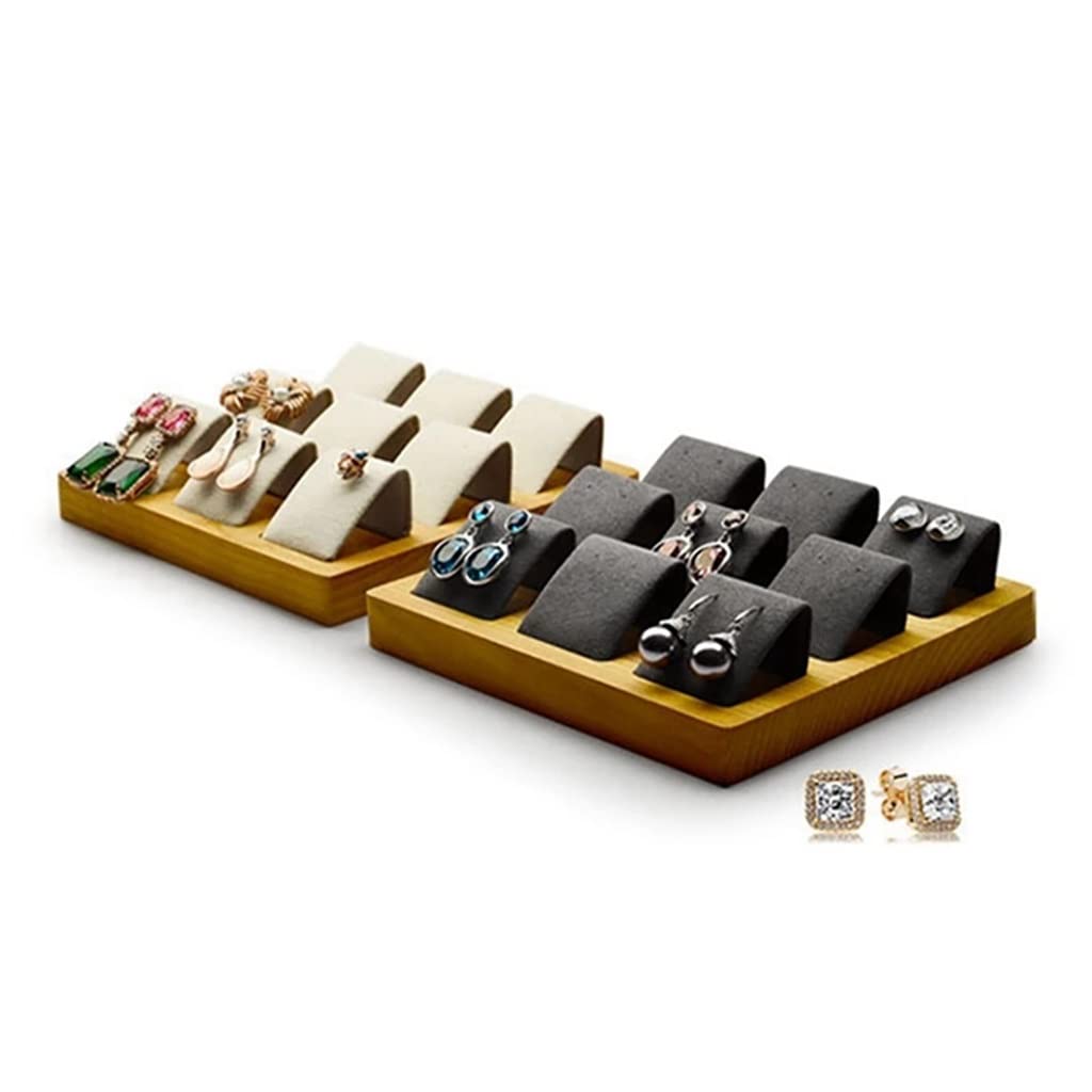 TJLSS 2-teiliges Holz-Aufbewahrungs-Ohrring-Tablett, Ohrring-Display-Karten, Ring, Armband, Geschenkbox, Schmuck-Organizer, Ohrring-Halter Present