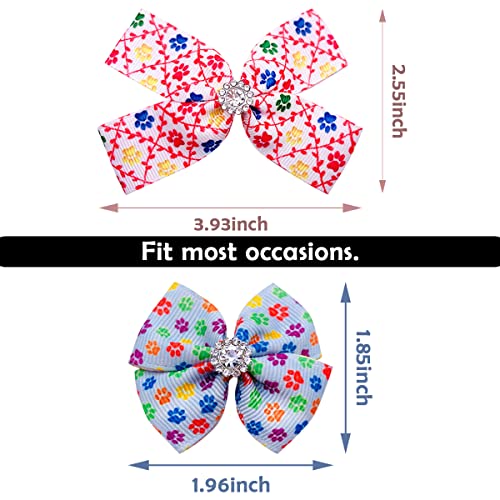 PET SHOW 50 peças/25 pares de laços de pelo de cachorro pequeno padrão de pata a granel com faixas d