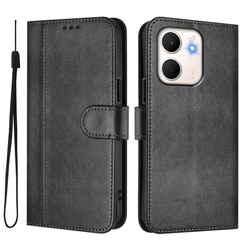 MOJIA Custodia Portafoglio Per Oppo A57 4G / A57s 4G – Pelle PU Con Slot Per Carte E Antifurto RFID, Funzione Stand, Colore Nero
