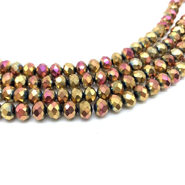 Cuentas de cristal de 2 x 3 mm, 3 x 4 mm, 4 x 6 mm, espaciador de cristal facetado, cuentas sueltas para hacer joyas. Oro rojo, 6 x 8 mm, 30 piezas