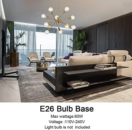 Miniatura 3 de BONLICHT Candelabros Sputnik modernos de 10 luces de latón cepillado con brazos ajustables, lámparas de cocina de metal, lámparas colgantes doradas