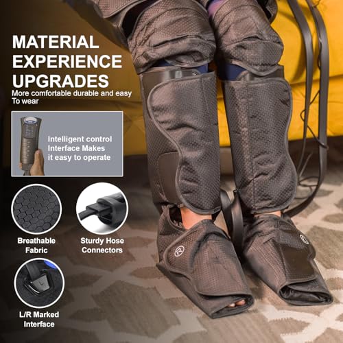 Image of ARG Healthcare Full Leg Massager Heat & Air Compression, Feet, Calf, Knee & Thighs Pain Relief or Relaxtion Improve Blood Circulation 3 Mode Intensity, Handheld Controller Foot Massager
