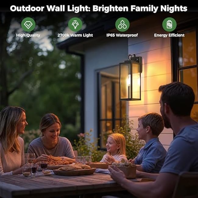 DORESshop Large Size Outdoor Wall Lights 16 Inch Matte Black Wall Mount