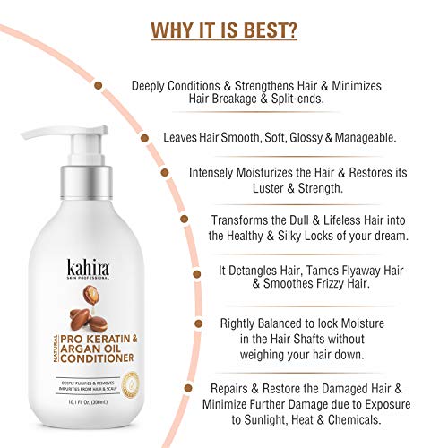Image of Natural Pro Keratin & Argan Oil Conditioner | Deeply Purifies & Removes Impurities | Dermatologically Tested | 300ml (10.1 Fl. Oz.)