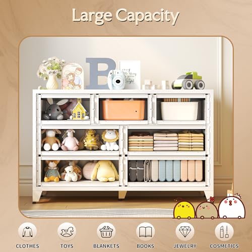 Image of Dresser for Bedroom, Chest of Drawers, Metal White Dresser with 7 Drawers, Tall Dresser with Large Capacity, Dressers for Closet, Living Room, Bedroom, Hallway