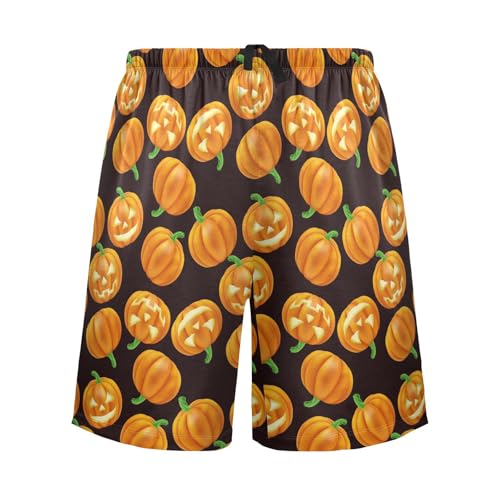 Laprad Men's Pajama Shorts Halloween Pumpkin Lantern Lounge Sleep Shorts Soft Pajamas Bottoms with Pockets2