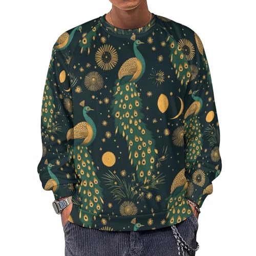 Skull Leaves Men's Loose Crew Neck Sweatshirt for Daily Sports Home Autumn Winter