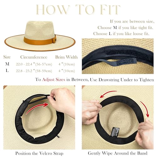 Sombrero unisex de ala ancha tipo panamá para sol miniatura 3