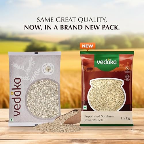 Image of Amazon Brand - Vedaka Unpolished Sorghum Millets | 1.5 Kg | Jowar /Great Millet /Bili Jola /Jonnalu /Cholam