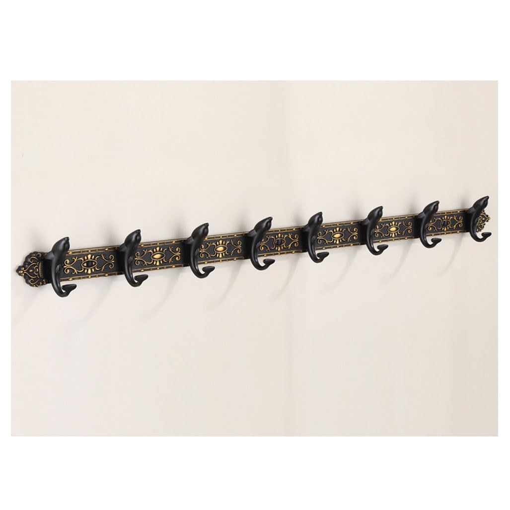 Lmysxaoz Black Vintage Metal Coat Rack Wall Mount, Aluminum Thickened Dolphin Shape Hooks Hanging Rail Antique Clothes Towel Racks For Bathroom Entryway Bedroom 8Hook