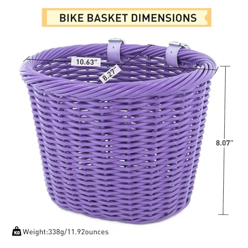 Image of ZUKKA Handlebar Bike Basket,Front Handlebar Adult Storage Basket, Waterproof with Leather Straps,Bicycle Accessory