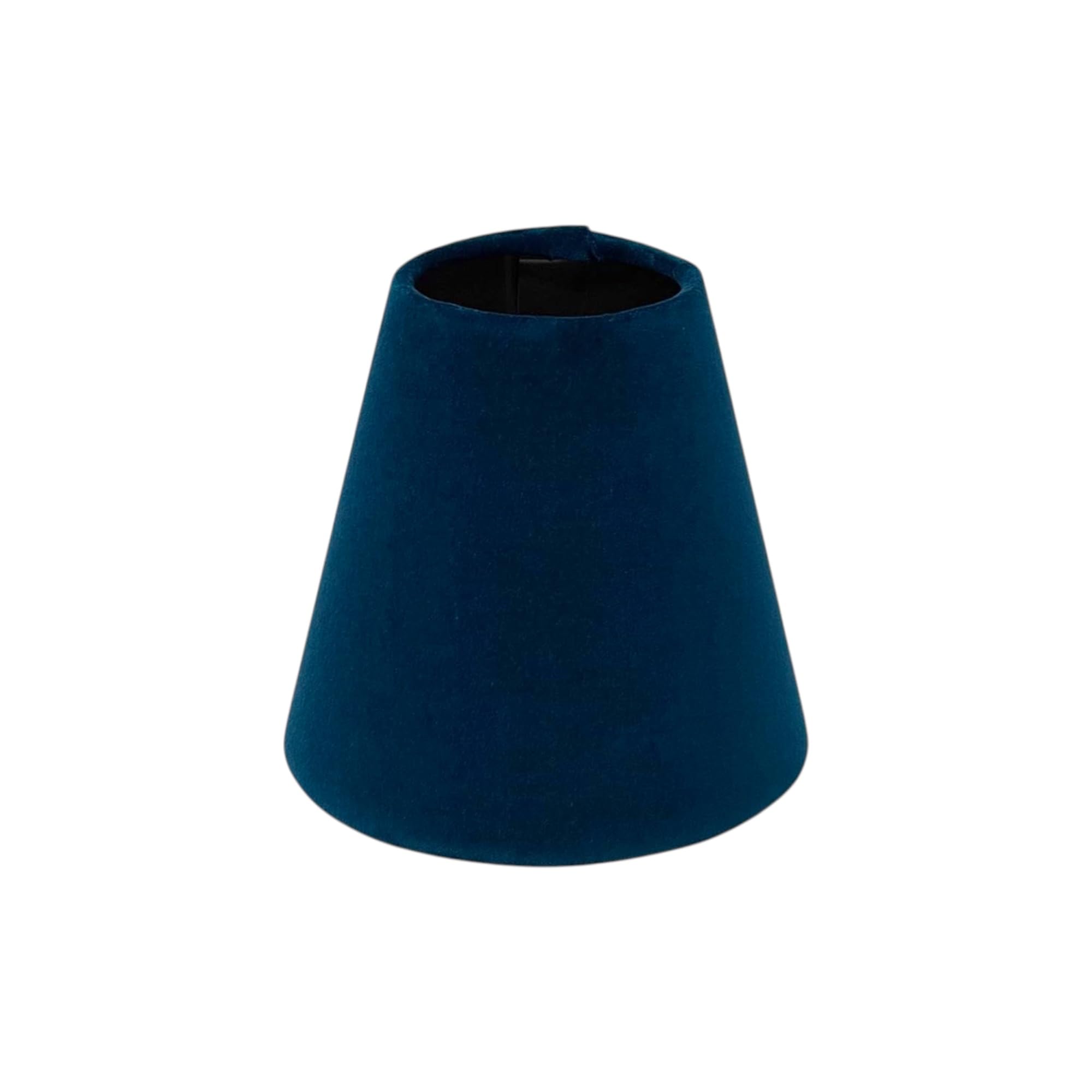Teal Blue Velvet Brushed Copper Small Candle Clip Wall Tapered Lampshade