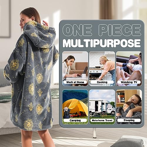 Oversized Blanket Hoodie, Adult Women Sherpa Fleece Wearable Blanket Warm and Cozy Giant Hooded Blanket Fluffy Sweatshirt for Women and Men - Image 3