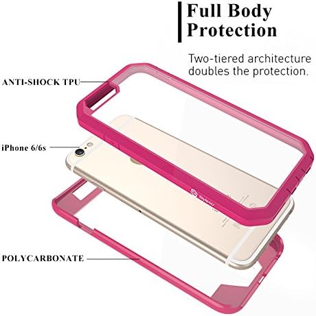 Style4U iPhone 6S Case, iPhone 6 Case, Slim Shock Absorbent Scratch Resistant Full Body Protection Hybrid Armor Defender Case for Apple iPhone 6S / 6 with 1 Stylus [Hot Pink]