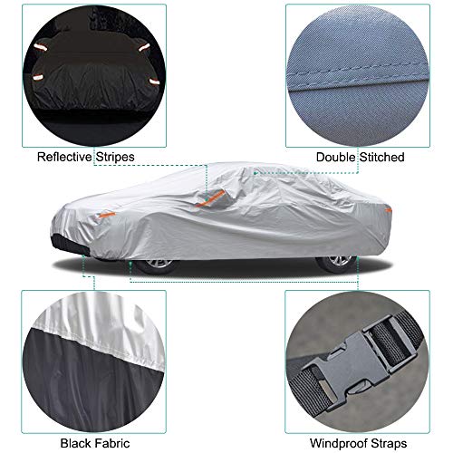 Gunhyi Hatchback Car Cover Waterproof All Weather For Automobile, Suitable For Ford Fiesta, Chevy Hhr, Mazda 3 Hatchback, Nissan Leaf, Toyota Matrix Etc (Length 165-177 Inch) #TOP3