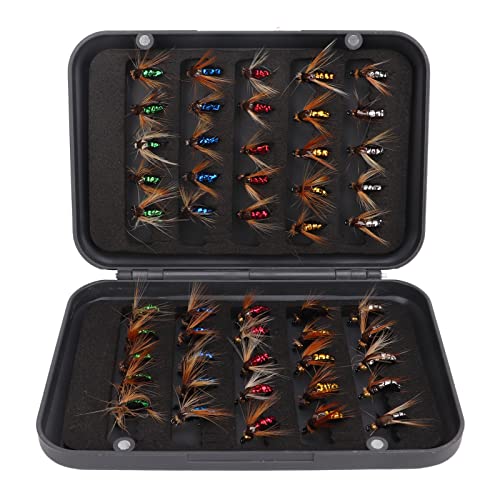 TANIQIACA 50pcs Fly Fishing Bait Professional High Carbon Steel Hook Fly Fishing Lures Kit with Storage Box